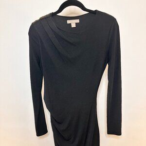 Banana Republic Black Long Sleeve Draped Dress